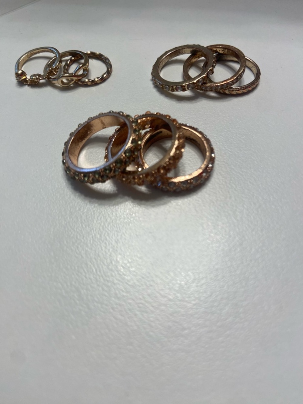 Gold Toned Stacking Ring Sets of Three (9 in Total)